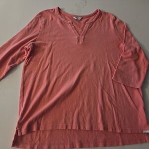 ORVIS 100% Pima Cotton Coral 3/4 Sleeve